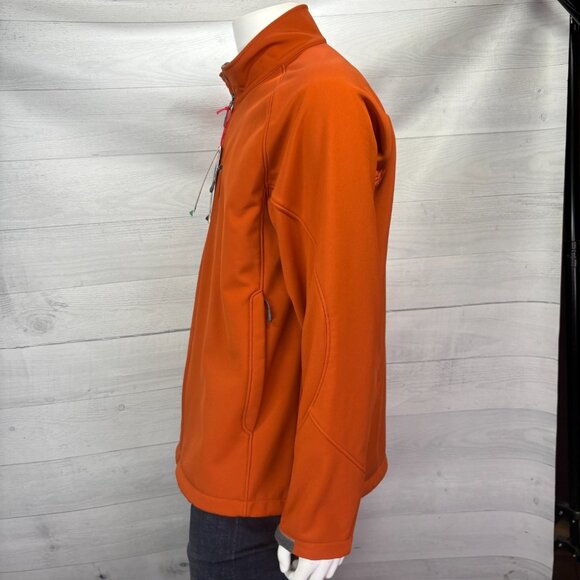 NEW Kirkland Signature Mens XL Softshell Jacket Orange Zip Microfleece Lined - Picture 7 of 11
